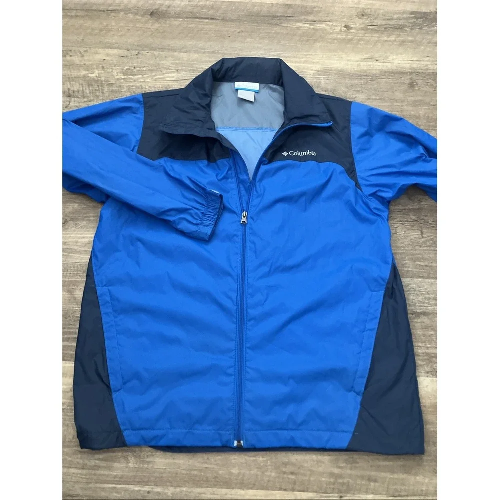 Columbia Men's M Omni-shield Blue Navy Windbreaker Rain Jacket Hood Packable